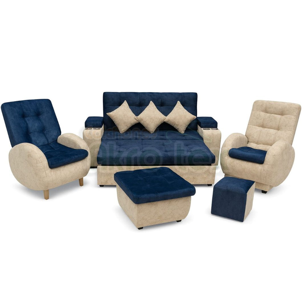 Sala Carro reclinable sofá cama 190x120 cm-Tono Azul & Beige