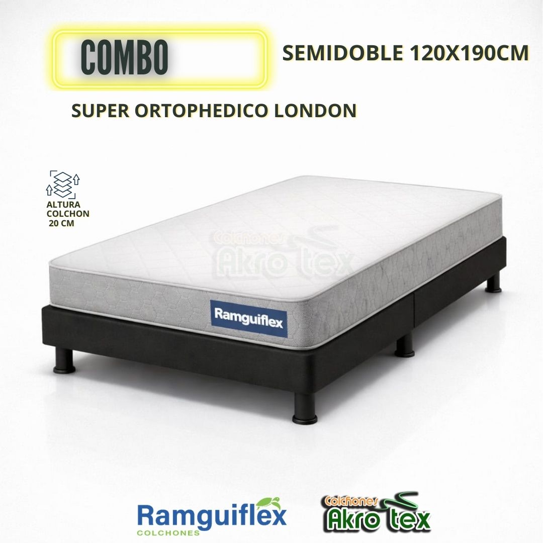 Combo 120x190 Colchón Super Ortophedic0 + Base Cama