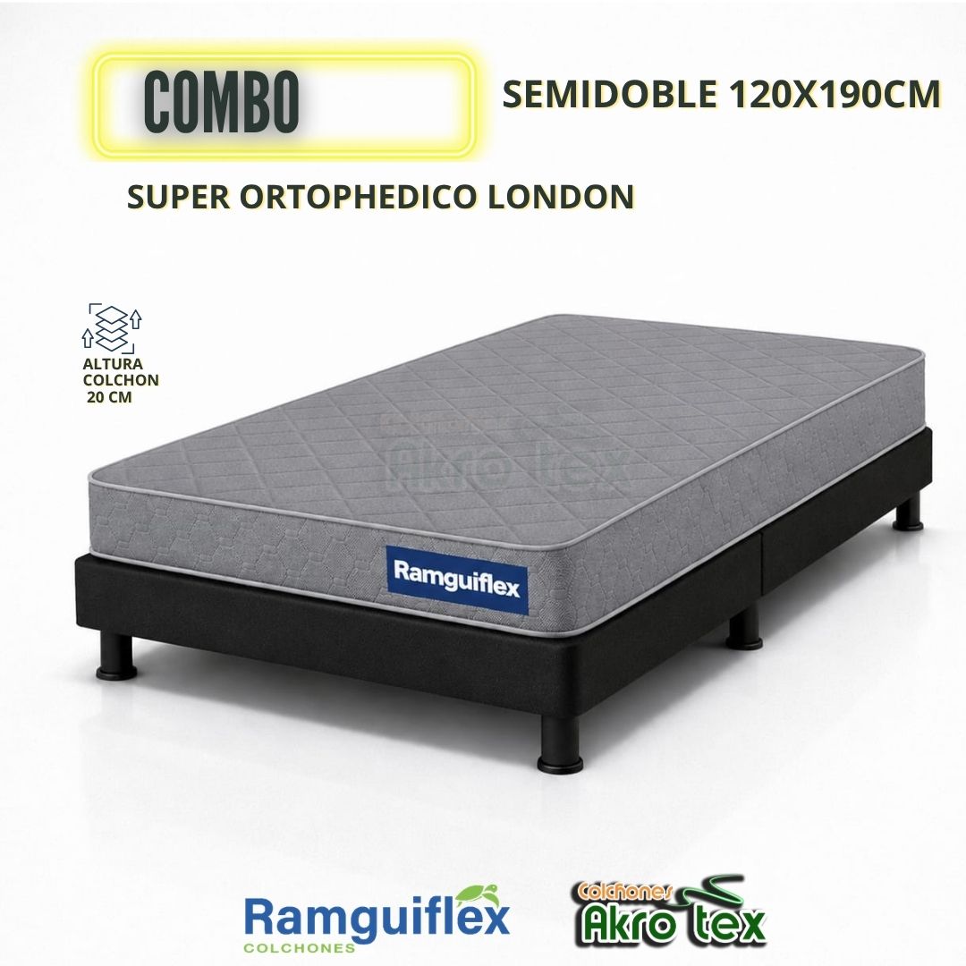 Combo 120x190 Colchón Super Ortophedic0 + Base Cama