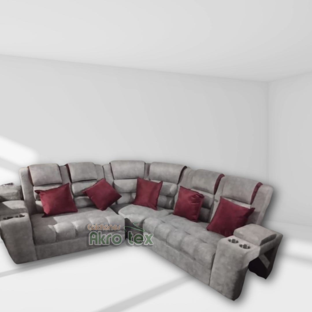 Sala Estambool|Gris & Negro +2 puff aux+1 puff Baul+ Doble Copero +3 C0jines