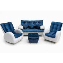 Cargar imagen en el visor de la galería, Sala huevo reclinable con sofá cama 180x115cm-Tono Azul marino &amp; Crudo
