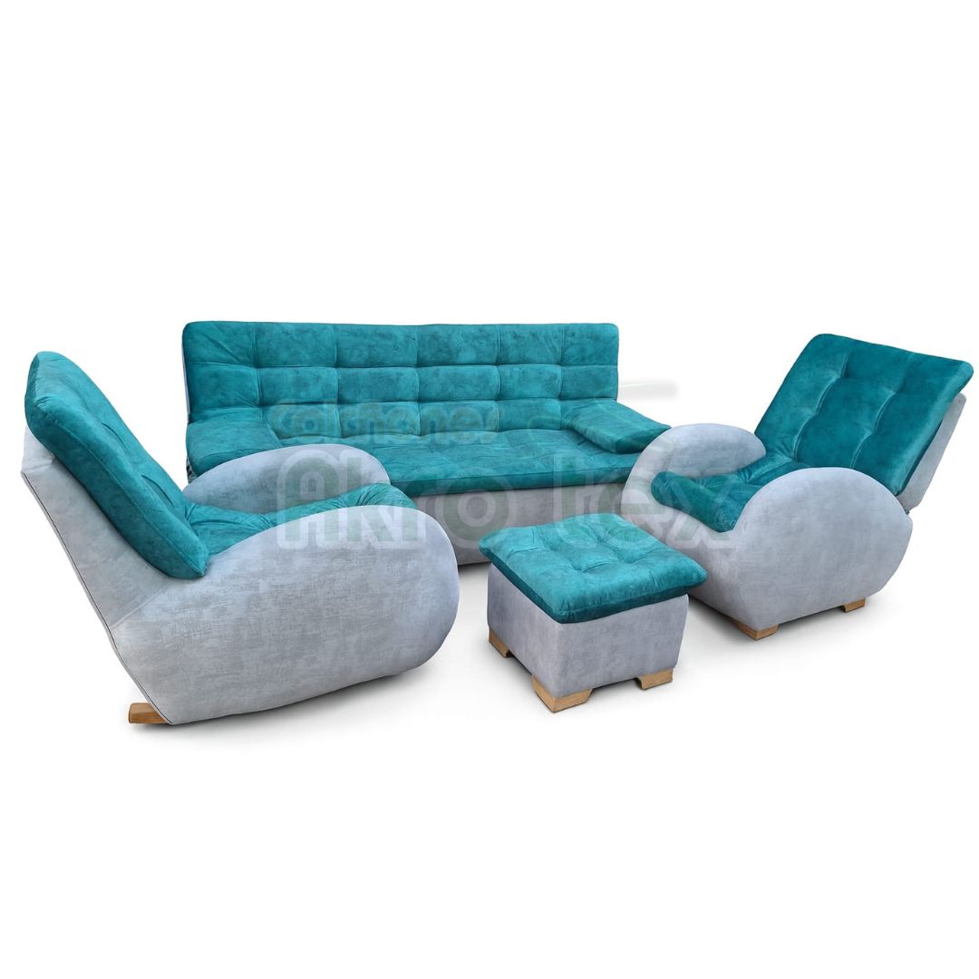 Sala huevo reclinable con sofá cama 180x115cm-Tono Turquesa & Gris claro