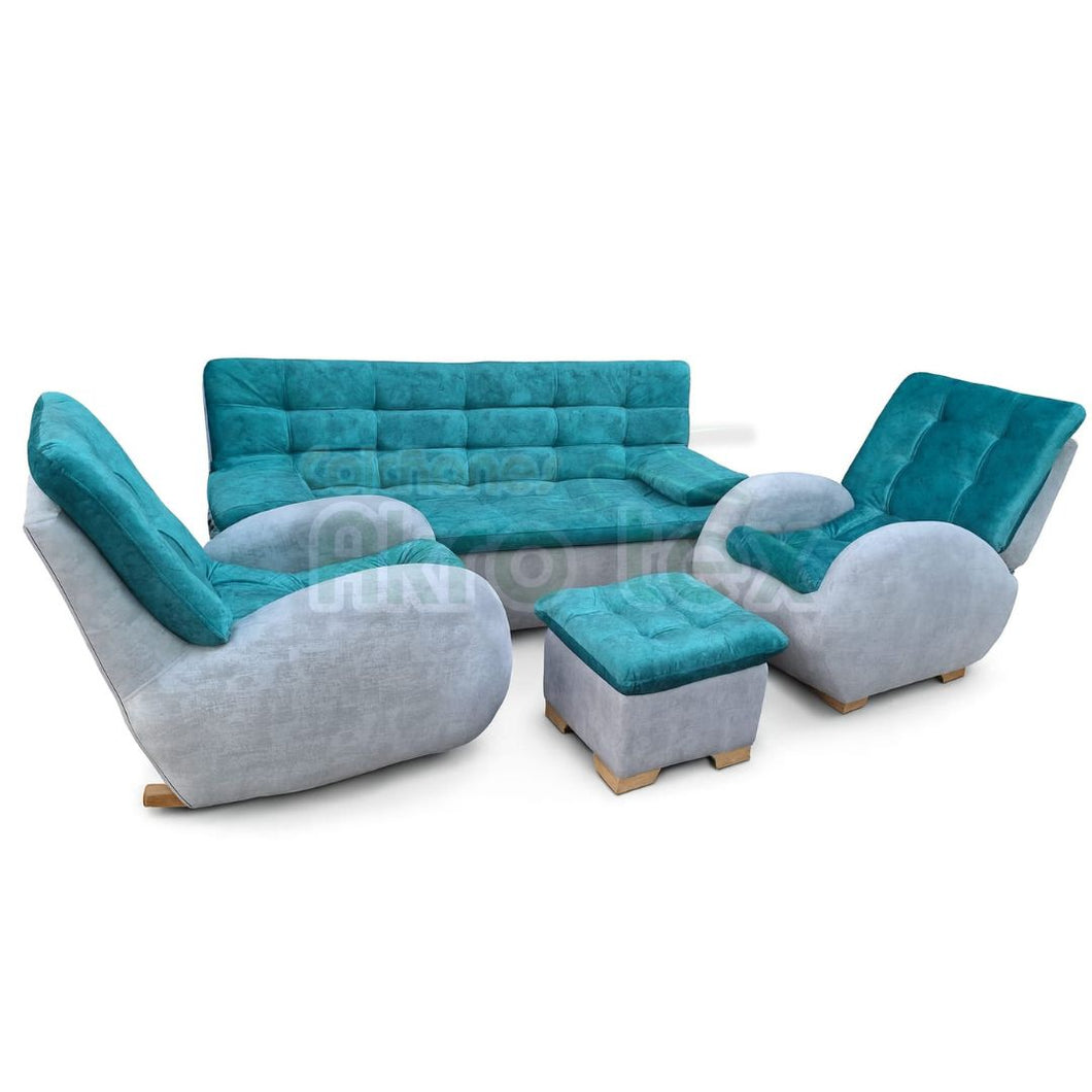 Sala huevo reclinable con sofá cama 180x115cm-Tono Turquesa & Gris claro