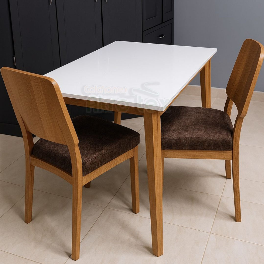 COMEDOR 4 PUESTOS EN CEDRO Mesa blanca