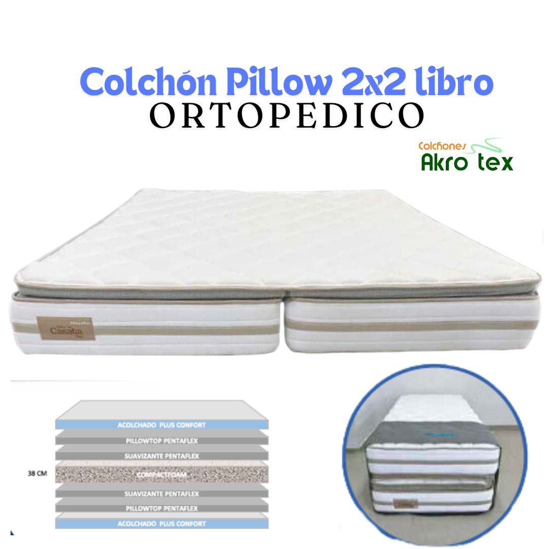 Colchón Pillow King 2x2 x38 0rthopedic Tipo Libro