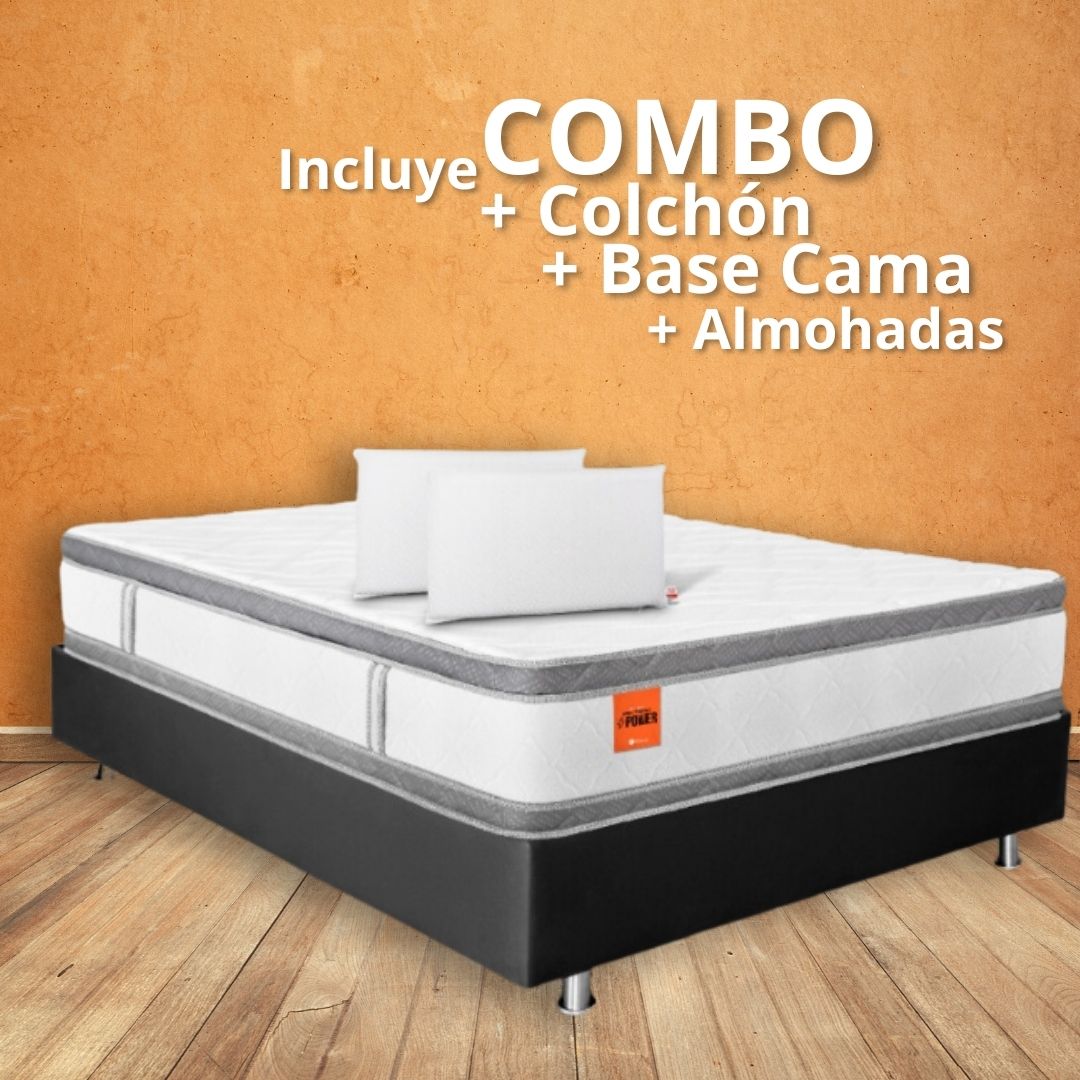 COMBO 140X190x34cm Orth0pédic0 Power Platinium Doble pillow Romance Relax