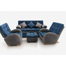 Cargar imagen en el visor de la galería, Sala huevo reclinable con sofá cama 180x115cm-Tono Azul petroleo medio &amp; Gris humo
