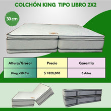 Cargar imagen en el visor de la galería, COLCHÓN King 2x2Tipo Libro RESORTADO  Doble pillow
