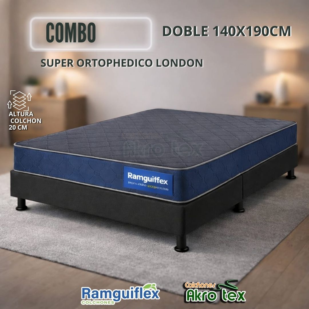Combo 140x190 Colchón Super Ortophedic0 + Base Cama