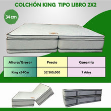 Cargar imagen en el visor de la galería, COLCHÓN King 2x2Tipo Libro RESORTADO  Doble pillow
