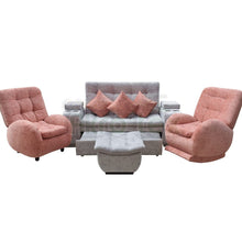 Cargar imagen en el visor de la galería, Sala Carro reclinable sofá cama 190x120 cm-Tono Gris claro &amp; Rosa
