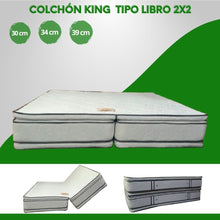 Cargar imagen en el visor de la galería, COLCHÓN King 2x2Tipo Libro RESORTADO  Doble pillow
