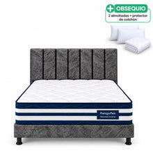 Cargar imagen en el visor de la galería, Combo Completo 140x190 COLCHÓN Imperial Plus  RESORTADO  Doble pillow + Base Cama+cabecero+almohadas+Protector

