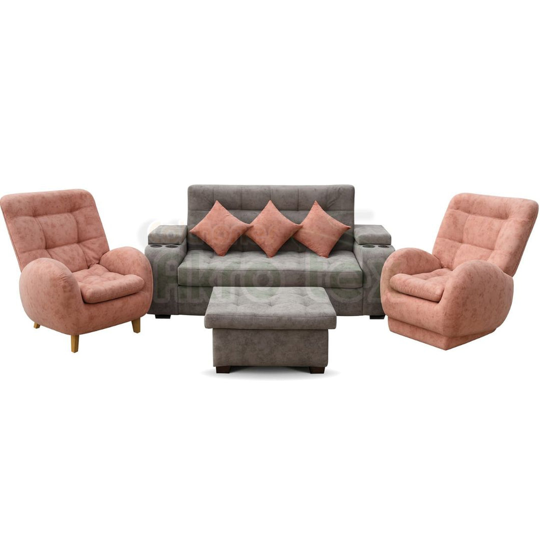 Sala Carro reclinable sofá cama 190x120 cm-Tono Gris & Rosa