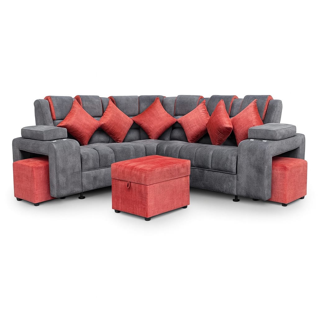 Sala Estambool|Gris & Negro +2 puff aux+1 puff Baul+ Doble Copero +3 C0jines