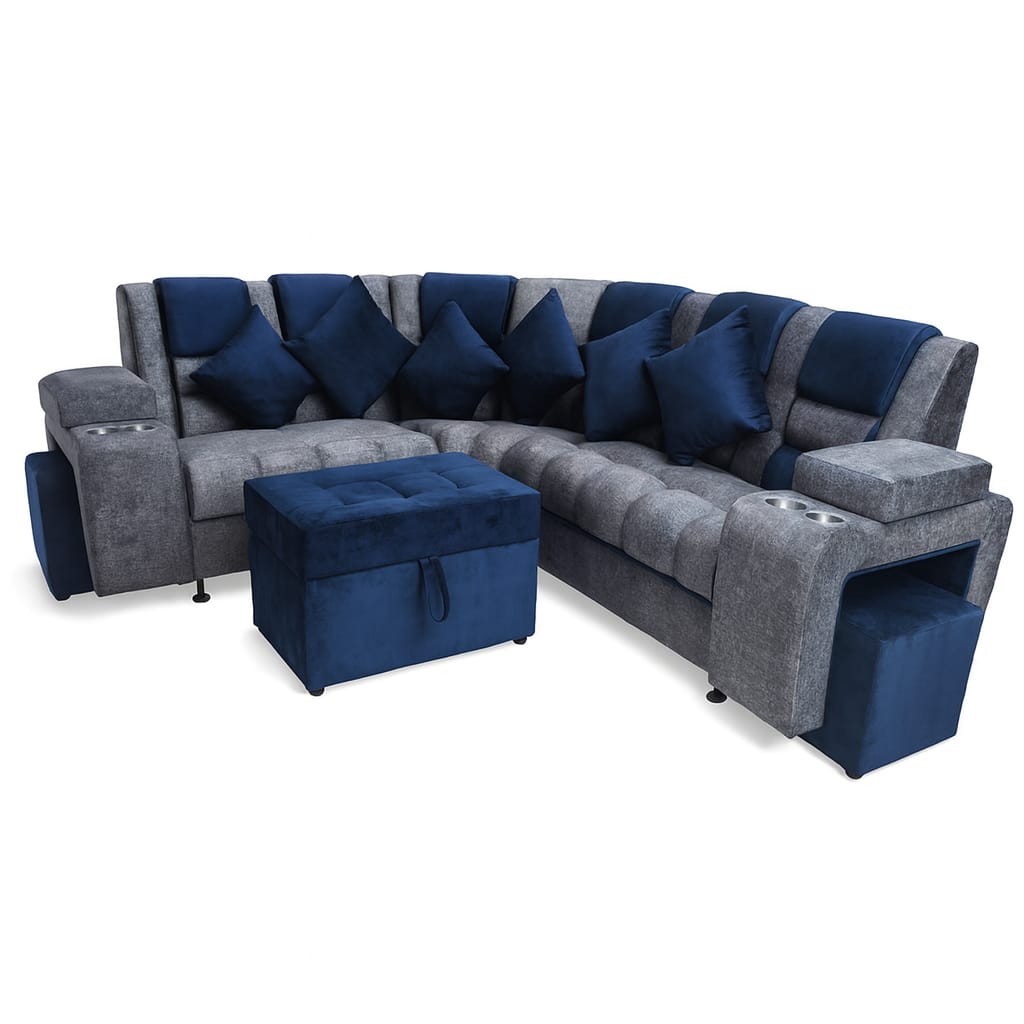 Sala Estambool|Gris & Negro +2 puff aux+1 puff Baul+ Doble Copero +3 C0jines