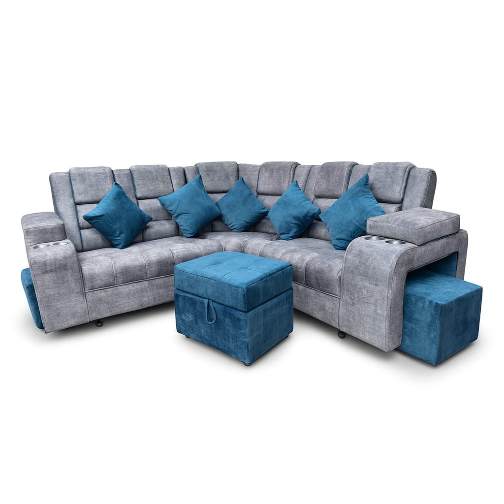 Sala Estambool|Gris & Negro +2 puff aux+1 puff Baul+ Doble Copero +3 C0jines