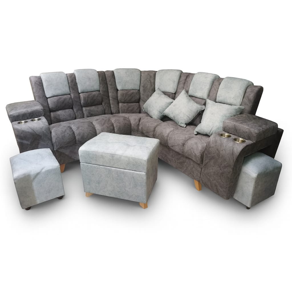 Sala Estambool|Gris & Negro +2 puff aux+1 puff Baul+ Doble Copero +3 C0jines
