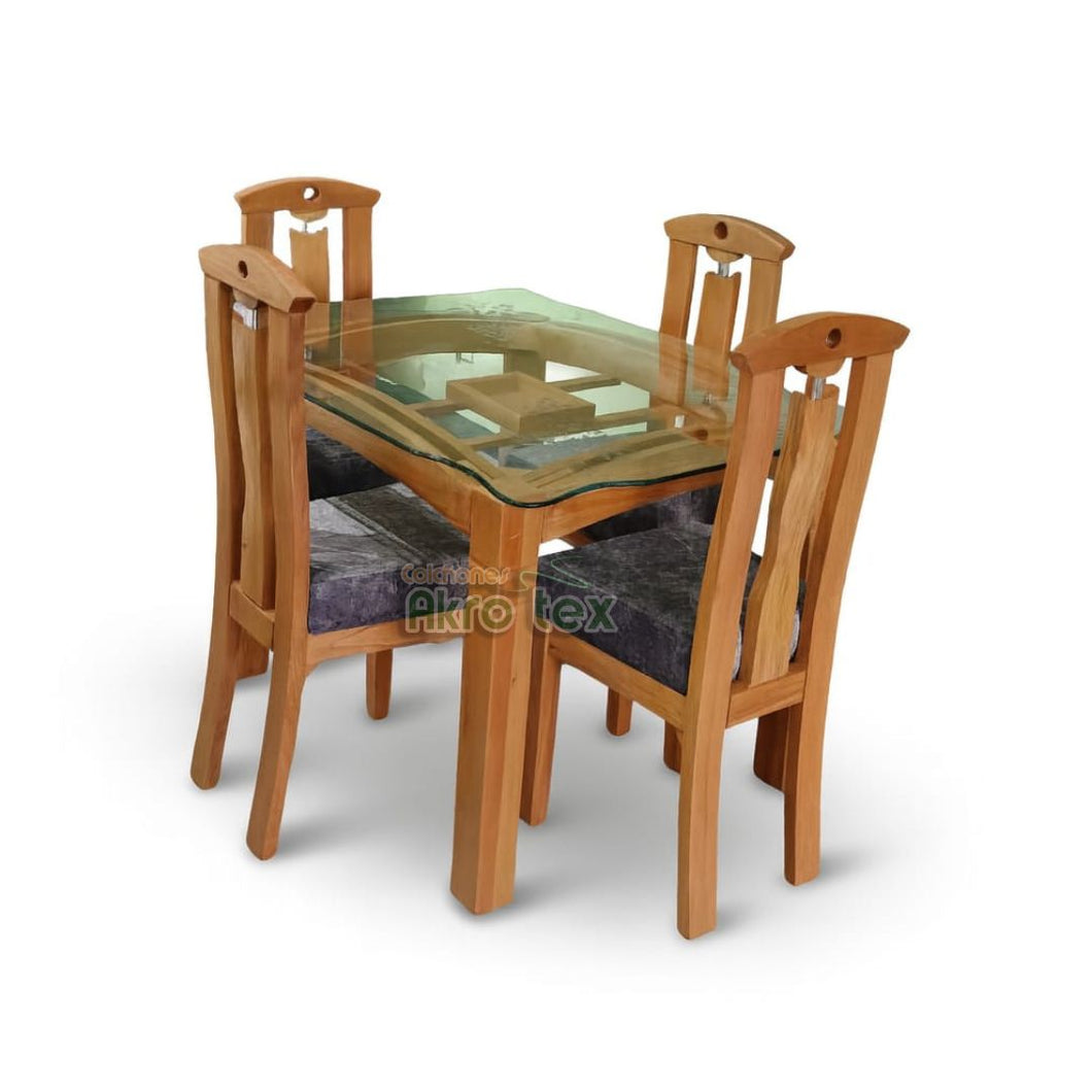 COMEDOR 4 PUESTOS EN CEDRO -Vidrio