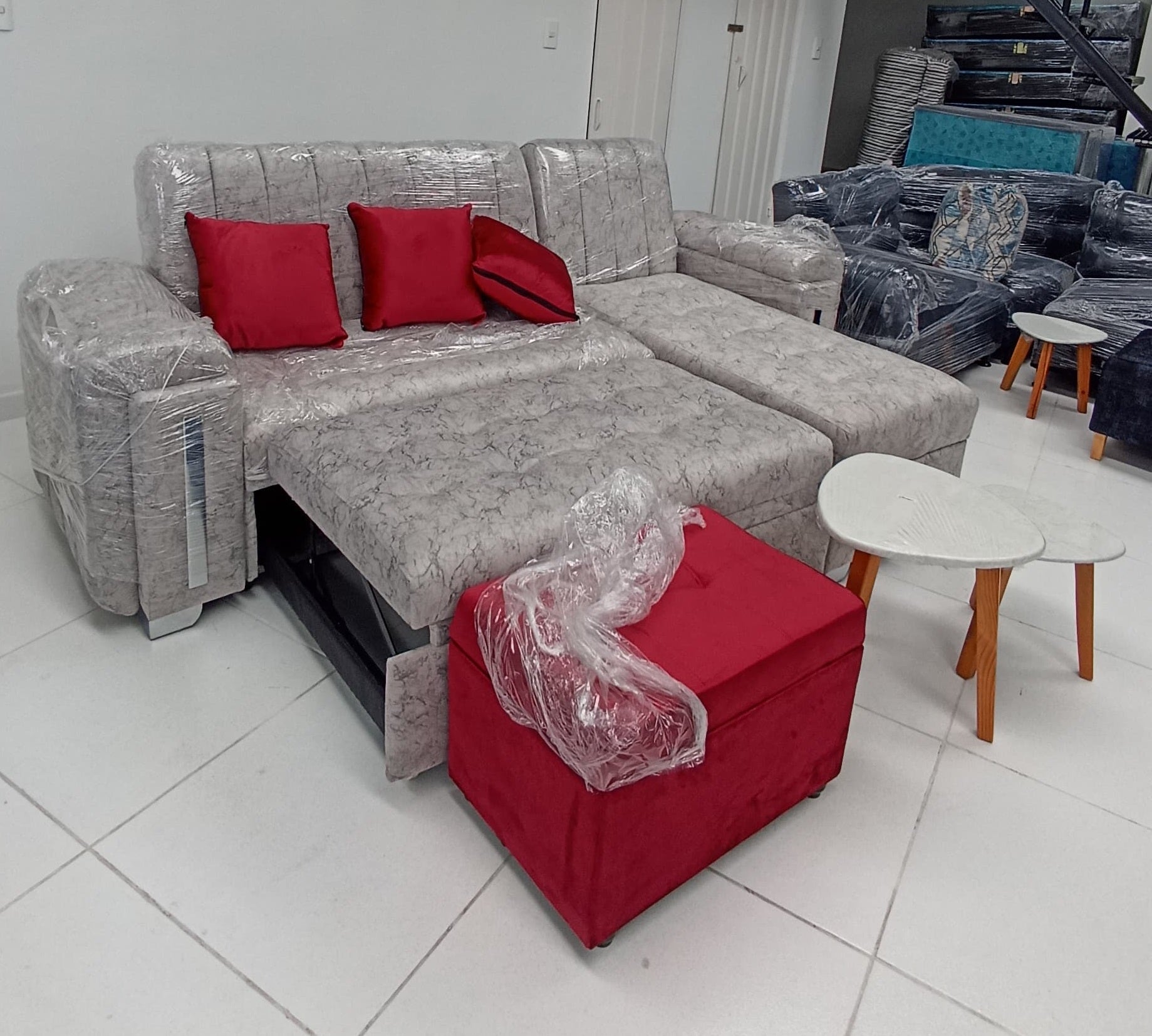 Sala sofa Carro   Reclinable +Baul +Puff Baul