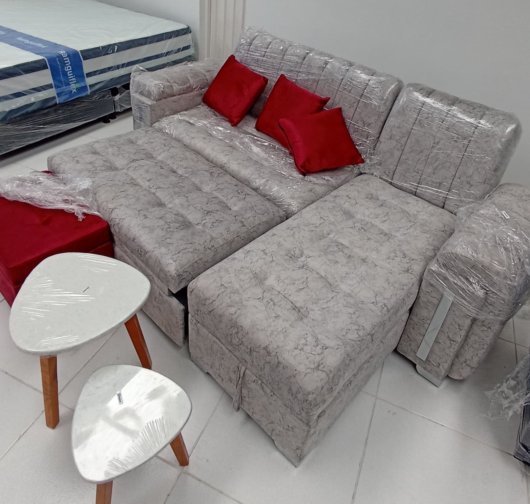 Sala sofa Carro   Reclinable +Baul +Puff Baul