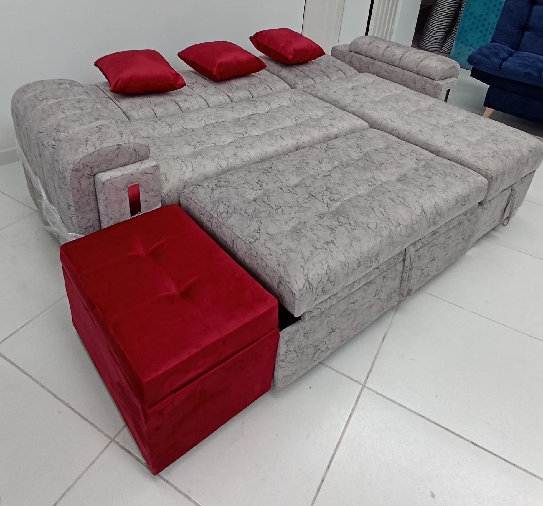 Sala sofa Carro   Reclinable +Baul +Puff Baul
