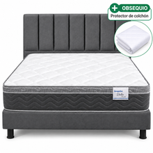 Cargar imagen en el visor de la galería, Combo Completo Queen 160x190 Colchón+ Base +cabecero Delta PLUS Resortado Pillow
