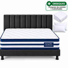 Cargar imagen en el visor de la galería, Combo Completo King 2x2 COLCHÓN Imperial Plus  RESORTADO  Doble pillow + Base Cama+cabecero+almohadas+Protector
