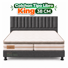 Cargar imagen en el visor de la galería, Combo Completo Colchon Pillow King 2x2x38 0rthopedic Tipo Libro+Base cama Dividida +Cabecero

