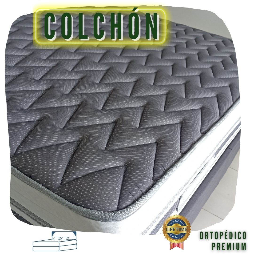 Combo Colchón  Queen +Base CamaPREMIUM DOBLE PILLOW 160X190 (30 cms Altura)