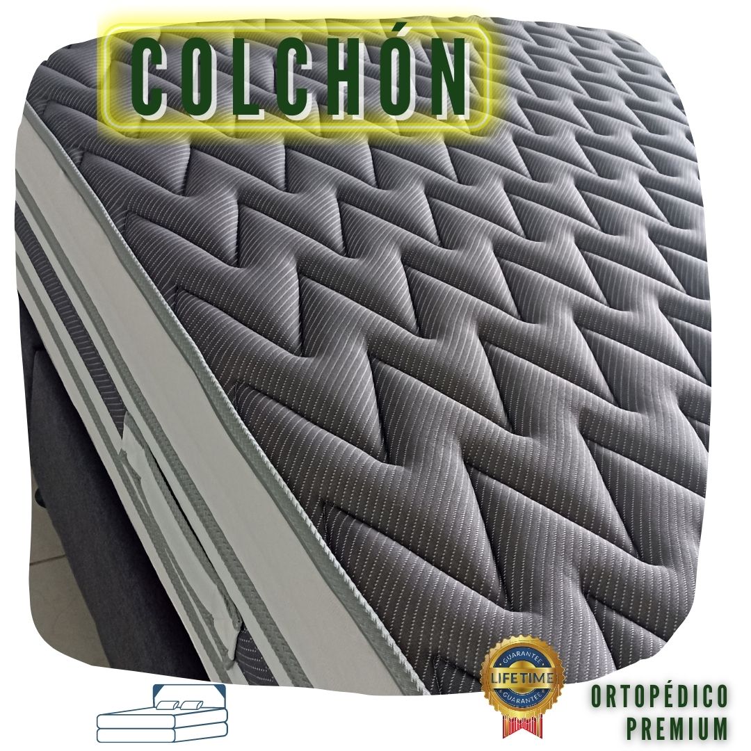 Combo Colchón  Queen +Base CamaPREMIUM DOBLE PILLOW 160X190 (30 cms Altura)