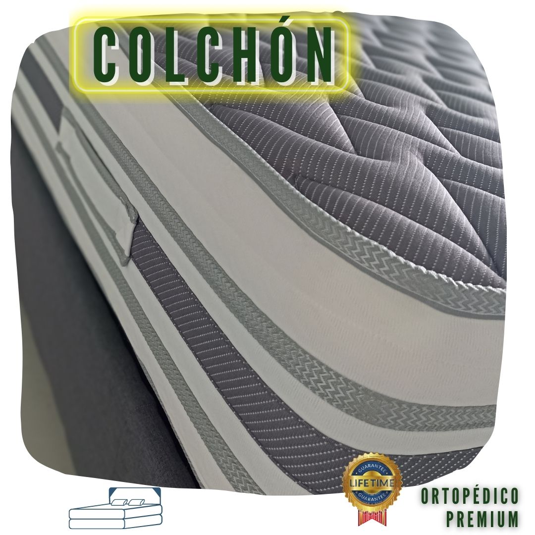 Combo Colchón  Queen +Base CamaPREMIUM DOBLE PILLOW 160X190 (30 cms Altura)